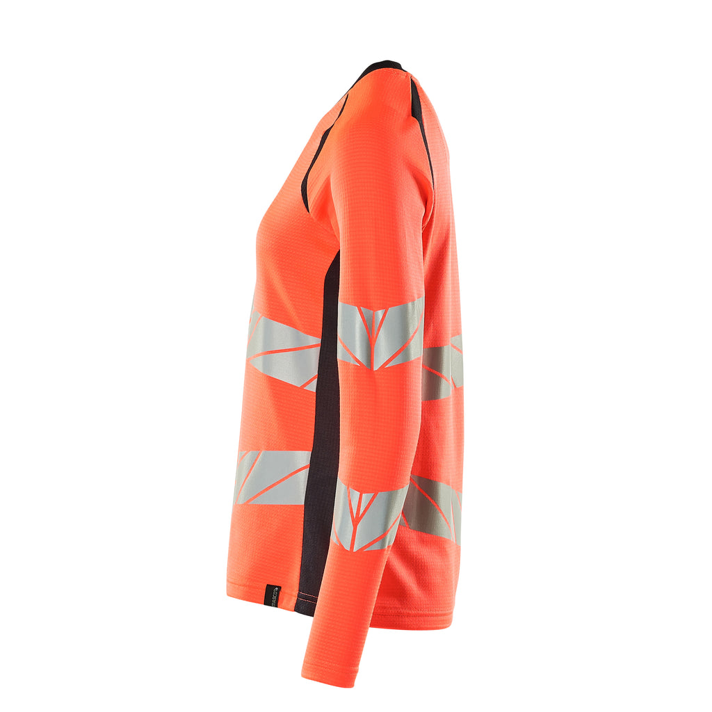 Mascot 19091 771 22210 T Shirt Long Sleeved Hi Vis Red Dark Navy Left