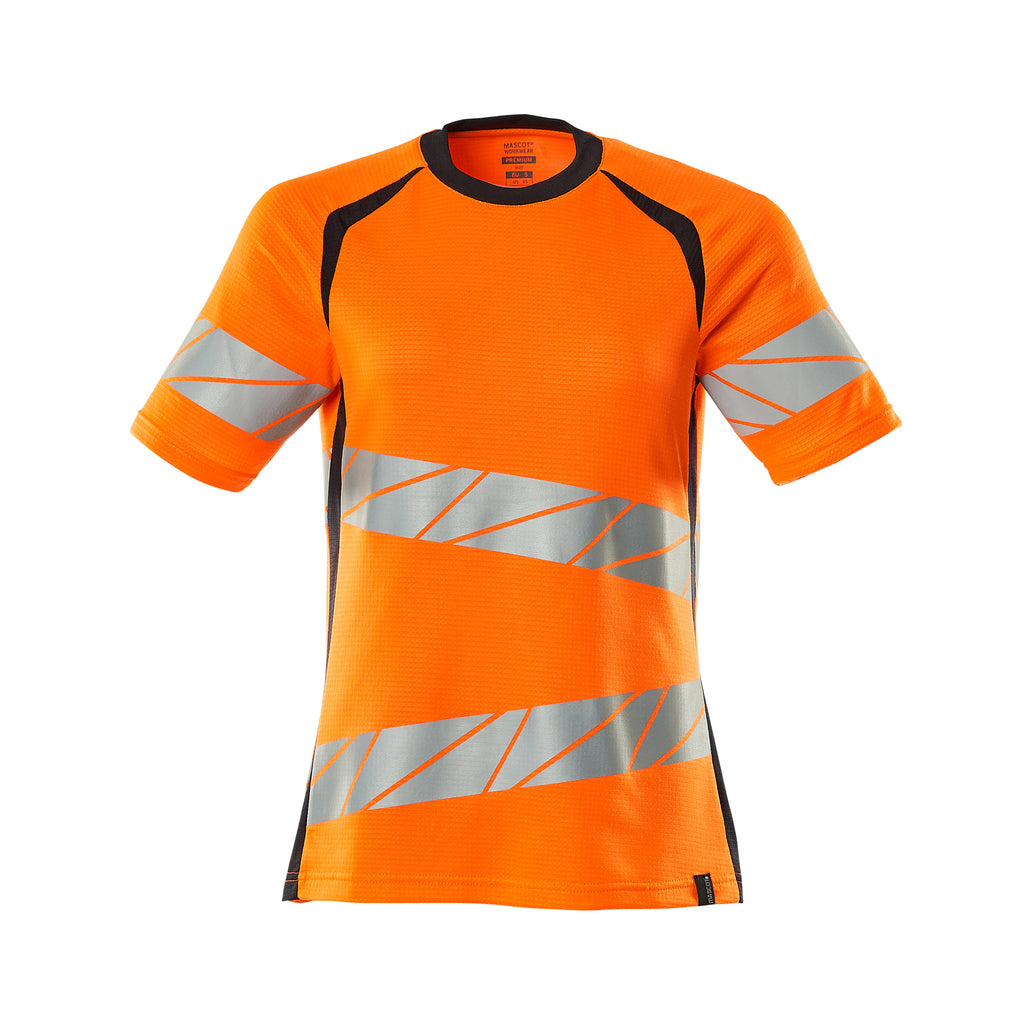 Mascot 19092 771 14010 T Shirt Hi Vis Orange Dark Navy Front