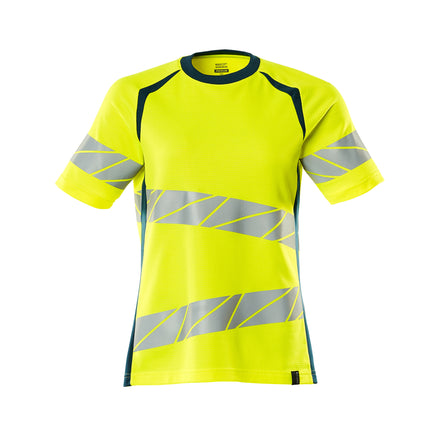 Mascot 19092 771 1744 T Shirt Hi Vis Yellow Dark Petroleum Front