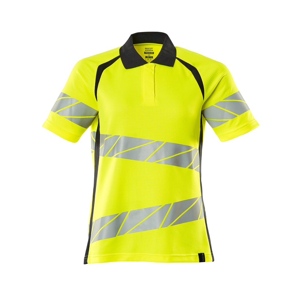 Mascot 19093 771 17010 Polo Shirt Hi Vis Yellow Dark Navy Front
