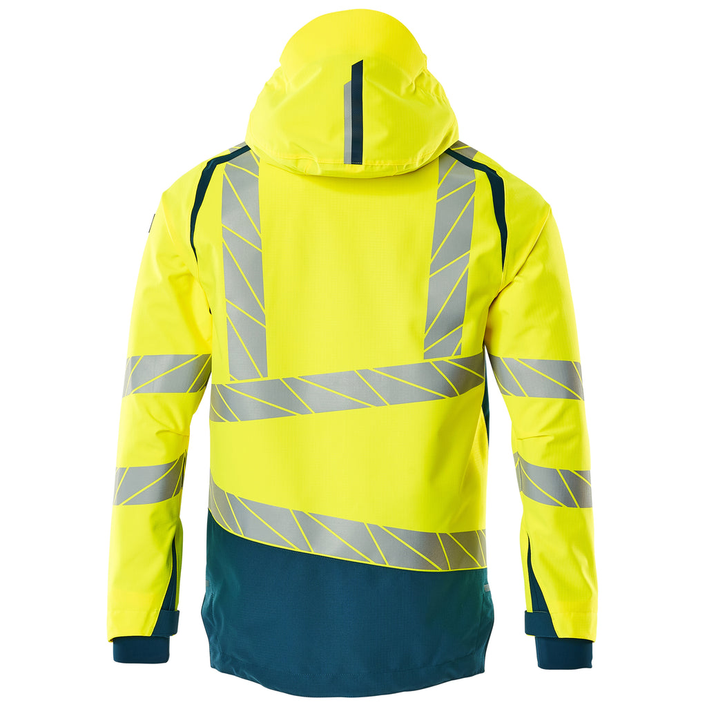 Mascot 19301 231 1744 Outer Shell Jacket Hi Vis Yellow Dark Petroleum Back