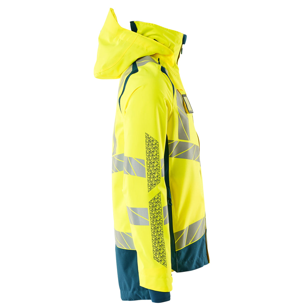 Mascot 19301 231 1744 Outer Shell Jacket Hi Vis Yellow Dark Petroleum Right