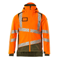 Mascot 19335 231 1433 Winter Jacket Hi Vis Orange Moss Green Front