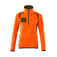 Mascot Accelerate Safe 19353-316-1433 Women's Fleece Jacket With Half Zip - Hi-Vis Orange/Moss Green