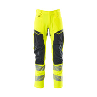 MASCOT ACCELERATE SAFE 19479-711-17010 Trousers With Kneepad Pockets - Hi-Vis Yellow/Dark Navy