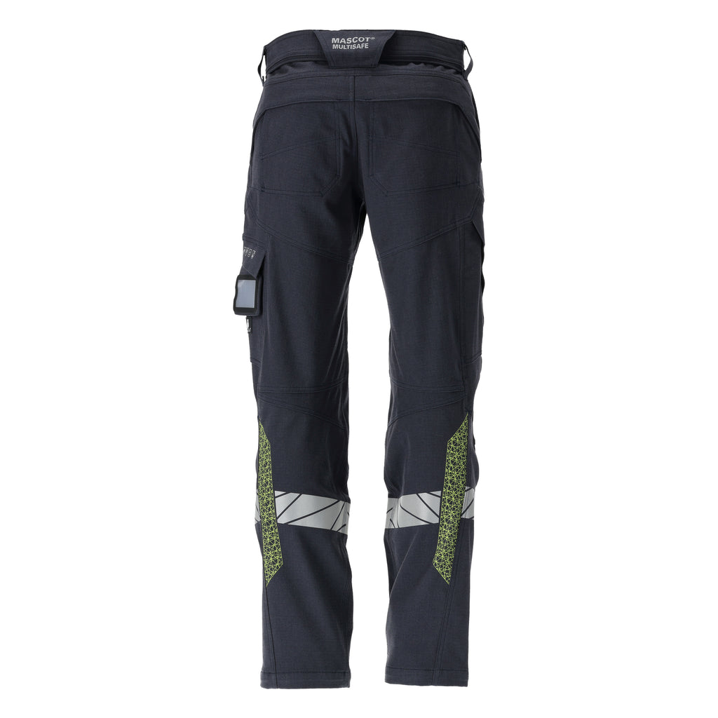 MASCOT ACCELERATE MULTISAFE 21279-284-01017 ARC Flash & Fire Retardant Trousers With Kneepad Pockets - Dark Navy/Hi-Vis Yellow