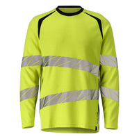 Mascot 21381 327 17010 T Shirt Long Sleeved Hi Vis Yellow Dark Navy Front