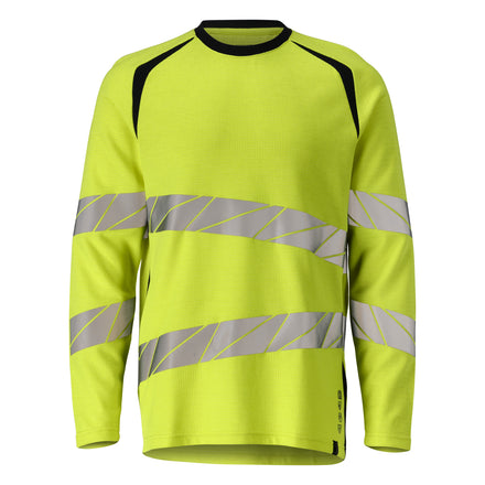 Mascot 21381 327 17010 T Shirt Long Sleeved Hi Vis Yellow Dark Navy Front