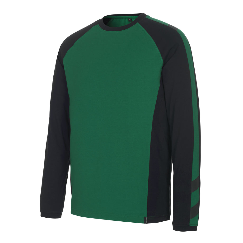 Mascot Bielefeld Long Sleeved T Shirt Workwear Green Black Main