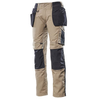 Mascot Kassel 17631-442 Lightweight Cordura Work Trousers With Holster Pockets (Light Khaki/Black / Leg: 30" / Waist: 30.5")