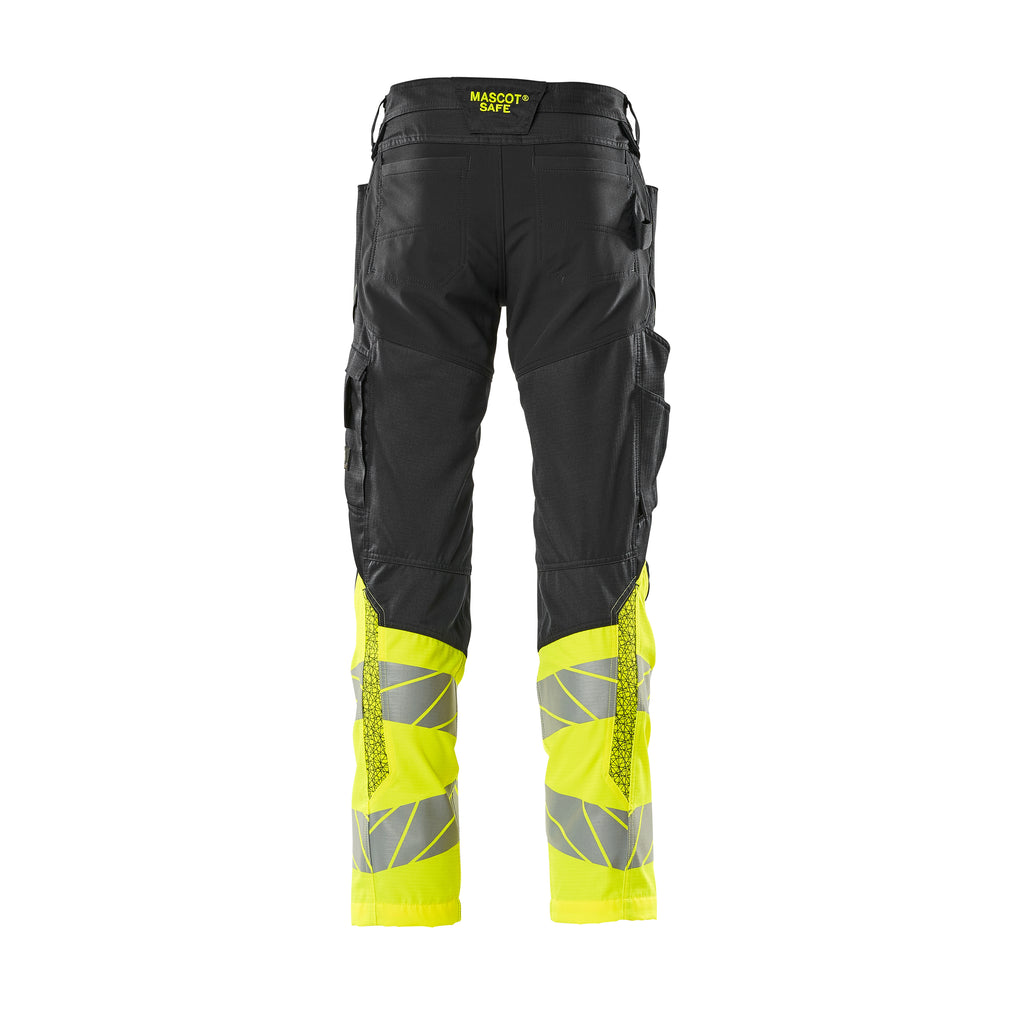 Mascot Accelerate Safe 19679-236-0917 Trousers With Kneepad Pockets - Black/Hi-Vis Yellow