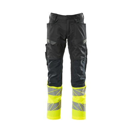 Mascot Accelerate Safe 19679-236-0917 Trousers With Kneepad Pockets - Black/Hi-Vis Yellow