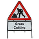 Men at Work Sign - Inc. 'Grass Cutting' Sup Metal Road Sign Dia 7001 Face Zintec | 750mm
