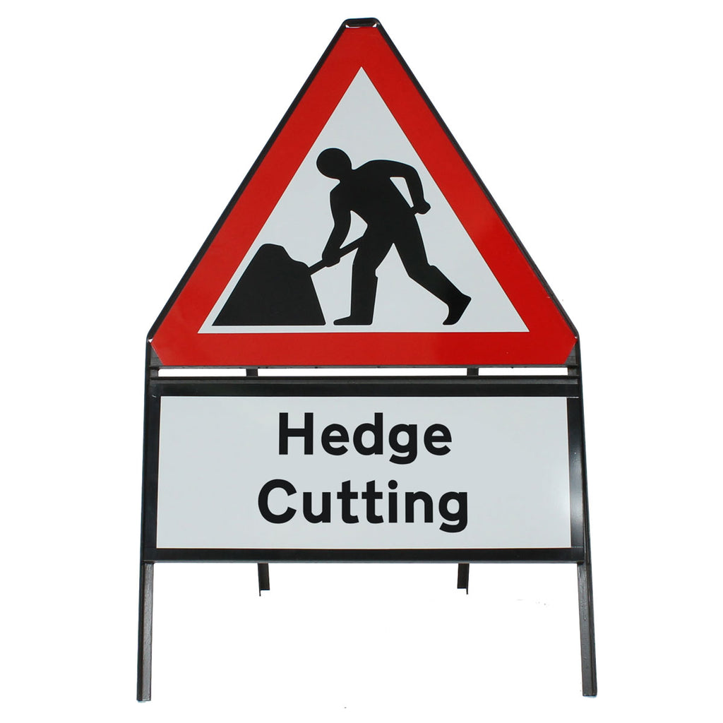 Men at Work Sign - Inc. 'Hedge Cutting' Sup Metal Road Sign Dia 7001 Face Zintec | 750mm