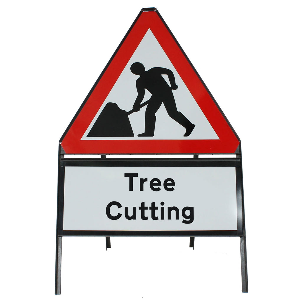 Men at Work Sign - Inc. 'Tree Cutting' Sup Metal Road Sign Dia 7001 Face Zintec | 750mm