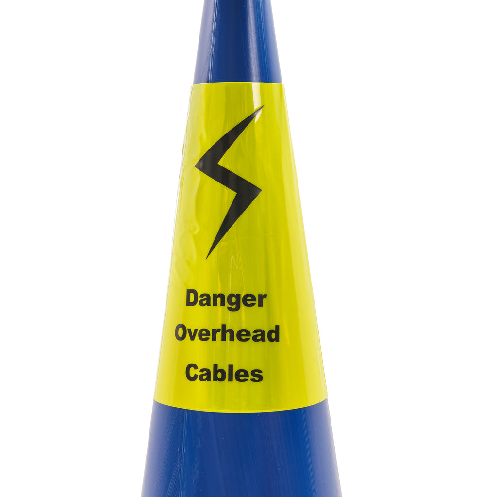 Melba MasterCone "Danger Overhead Cables" Blue Traffic Cone 1000mm