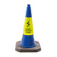 Melba MasterCone "Danger Overhead Cables" Blue Traffic Cone