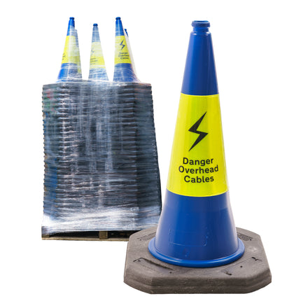 Melba MasterCone "Danger Overhead Cables" Blue Traffic Cone 750mm