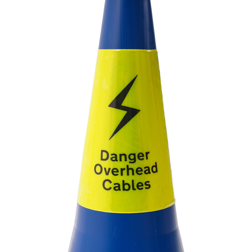 Melba MasterCone "Danger Overhead Cables" Blue Traffic Cone 750mm