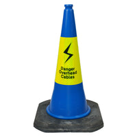 Melba MasterCone "Danger Overhead Cables" Blue Traffic Cone 750mm