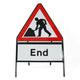 Men at Work Sign - Inc. 'End' Sup Metal Road Sign Dia 7001 Face Zintec | 750mm