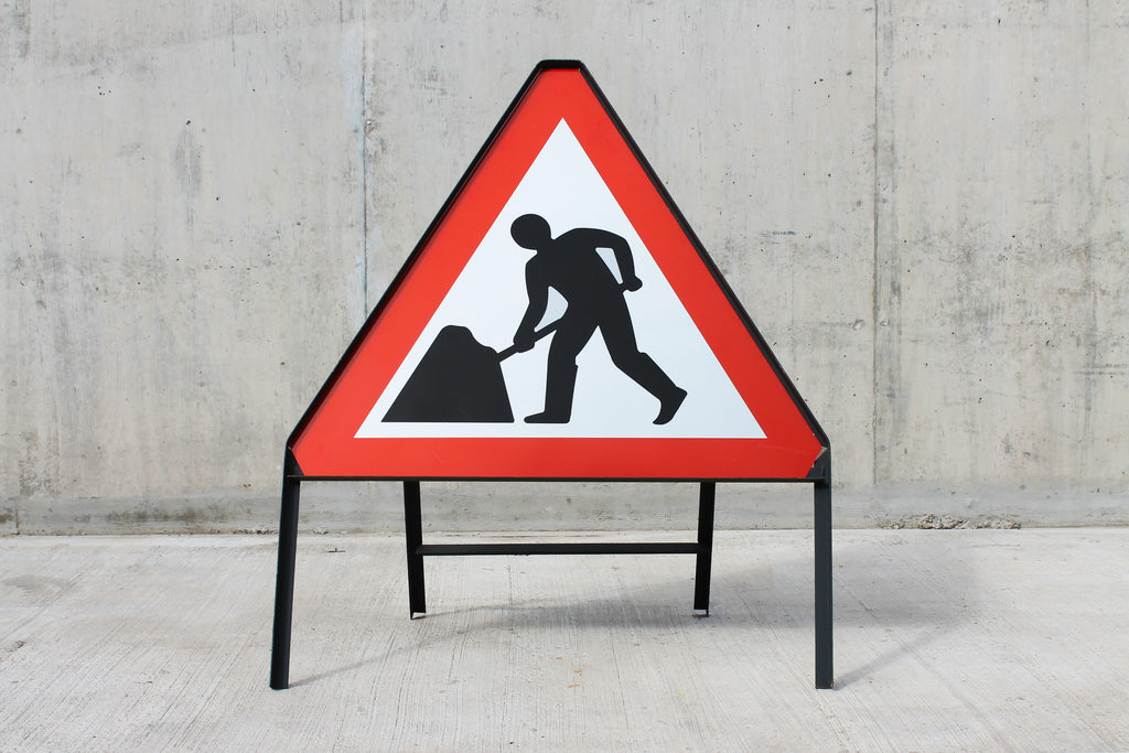 Men at Work Sign - Temporary Metal Road Sign Dia 7001 Face Zintec | 750mm