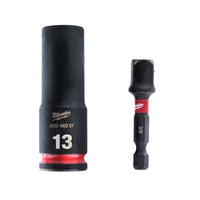 Milwaukee 13mm Deep Reach Nut Setter Kit Impact Driver Rated - For Sign Fixings