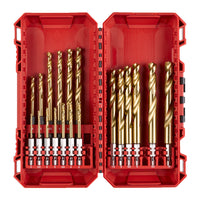 Milwaukee 19 Piece HSS-G SHOCKWAVE RED HEX Titanium Metal Drill Bit Set inc. Case - 4932493866