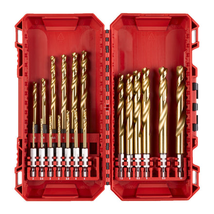 Milwaukee 19 Piece HSS-G SHOCKWAVE RED HEX Titanium Metal Drill Bit Set inc. Case - 4932493866