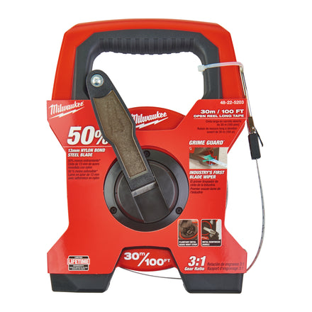 Milwaukee Extra Long Open Tape Measure 30m / 100ft - 48225203