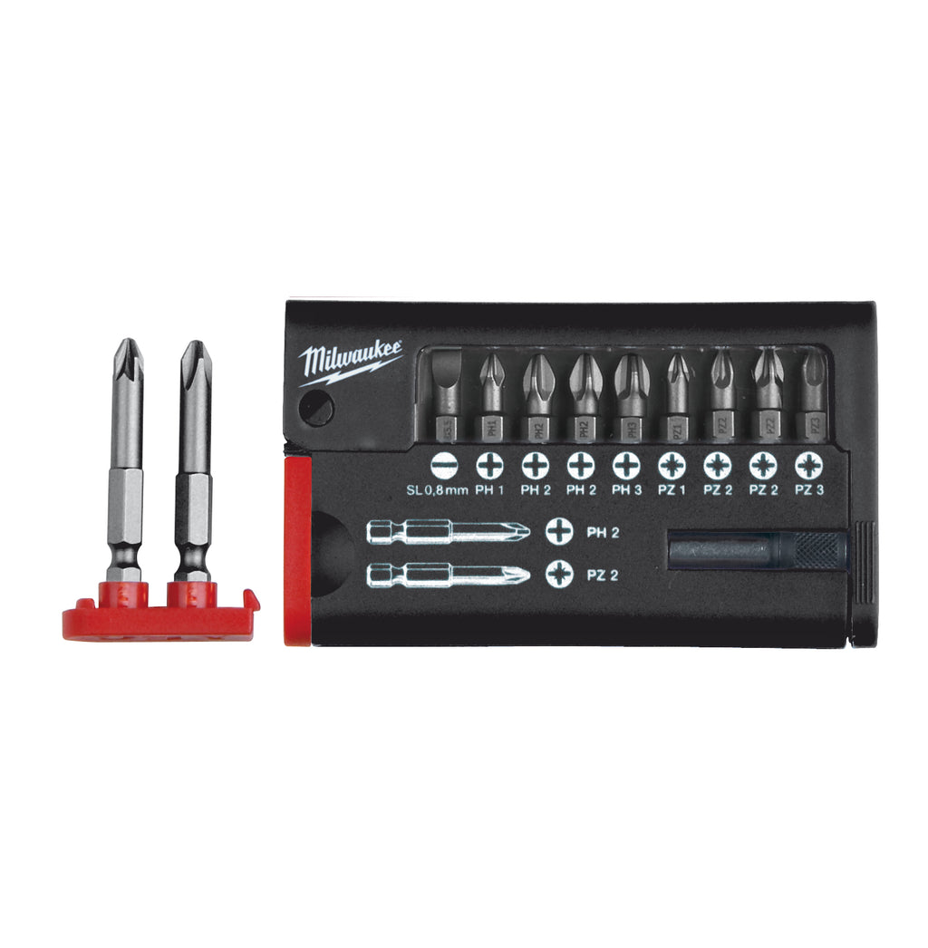 Milwaukee 12 Piece SL PZ PH Screwdriver Bit Set Inc. Case - 4932399513
