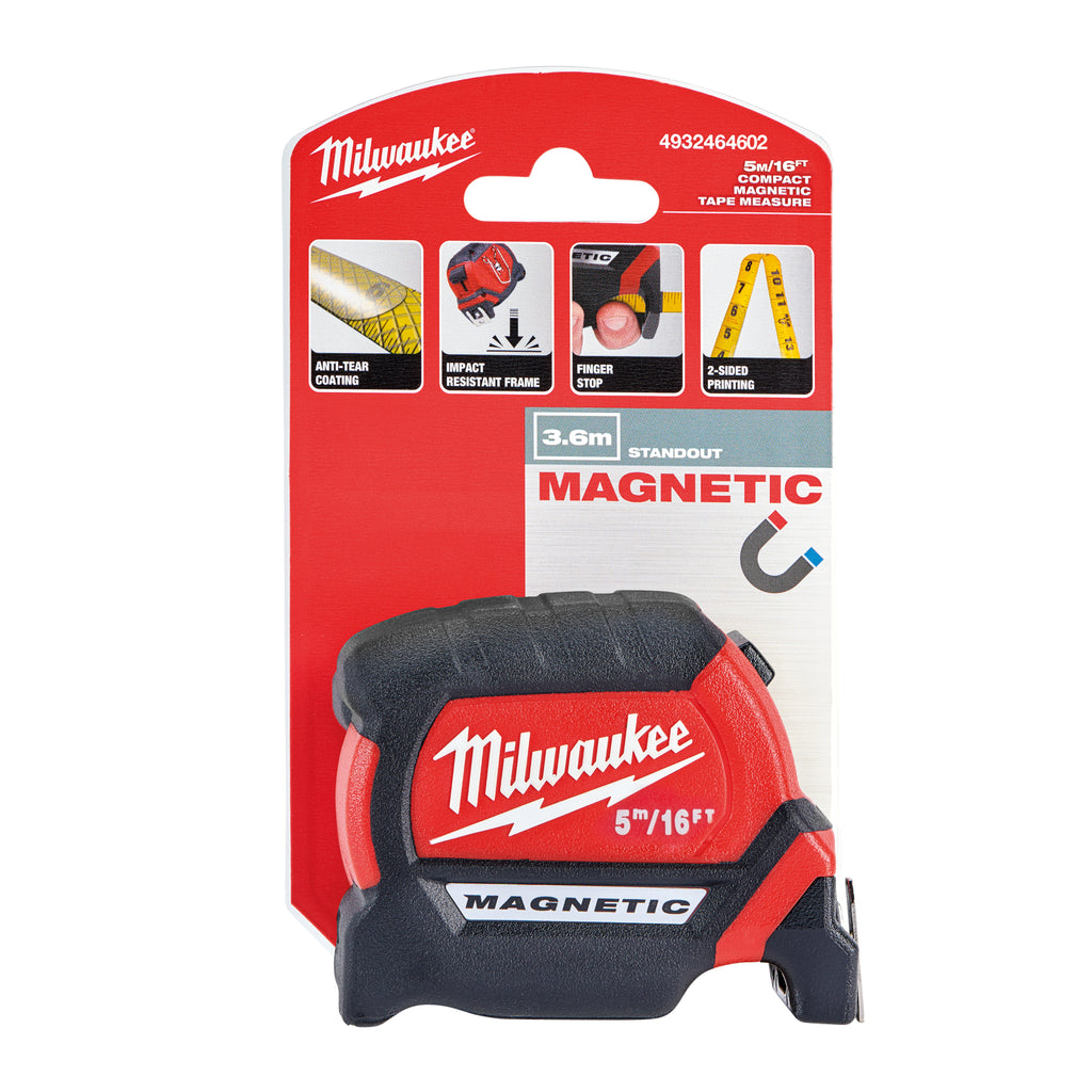 Milwaukee Premium Magnetic Tape Measure 5 Metre / 16ft Metric & Imperial - 4932464602