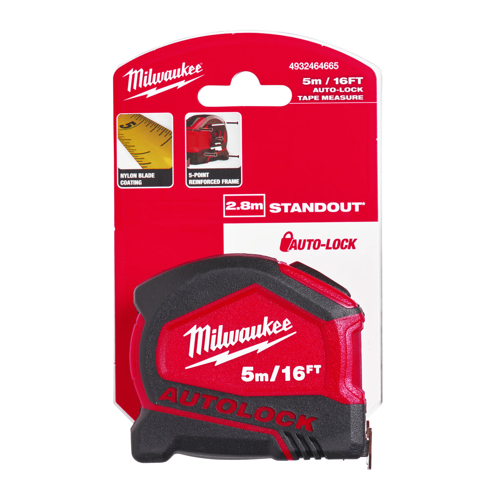Milwaukee Autolock Tape Measure 5 Metre / 16ft Metric & Imperial - 4932464665