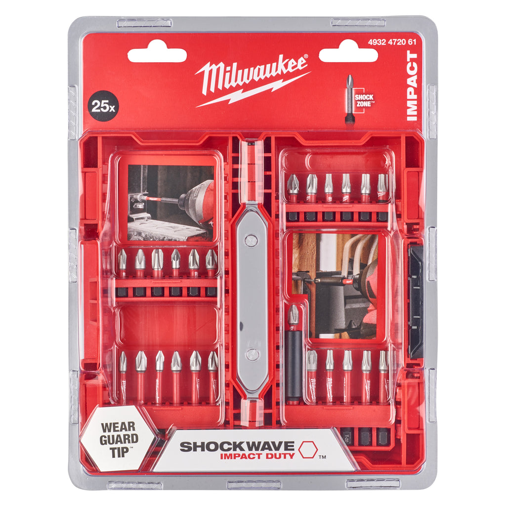 Milwaukee Shockwave 25 Piece PZ PH TX Impact Driver Bit Set Inc. Case - 4932472061