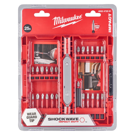 Milwaukee Shockwave 25 Piece PZ PH TX Impact Driver Bit Set Inc. Case - 4932472061