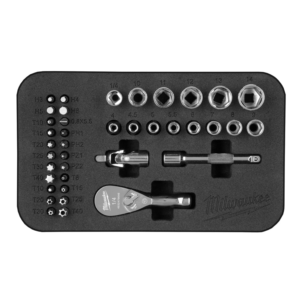 Milwaukee 1/4" Compact Ratchet Set Inc Zip Case