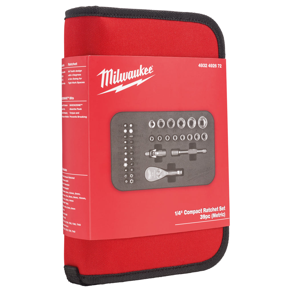 Milwaukee 1/4" Compact Ratchet Set Inc Zip Case