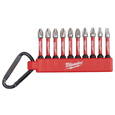 Milwaukee Shockwave 10 Piece PZ PH TX Impact Driver Bit Carabiner Set