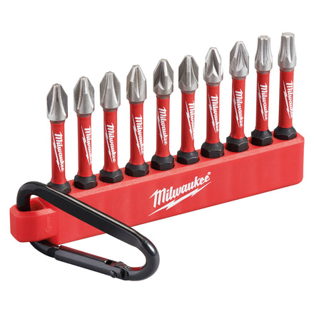 Milwaukee Shockwave 10 Piece PZ PH TX Impact Driver Bit Carabiner Set