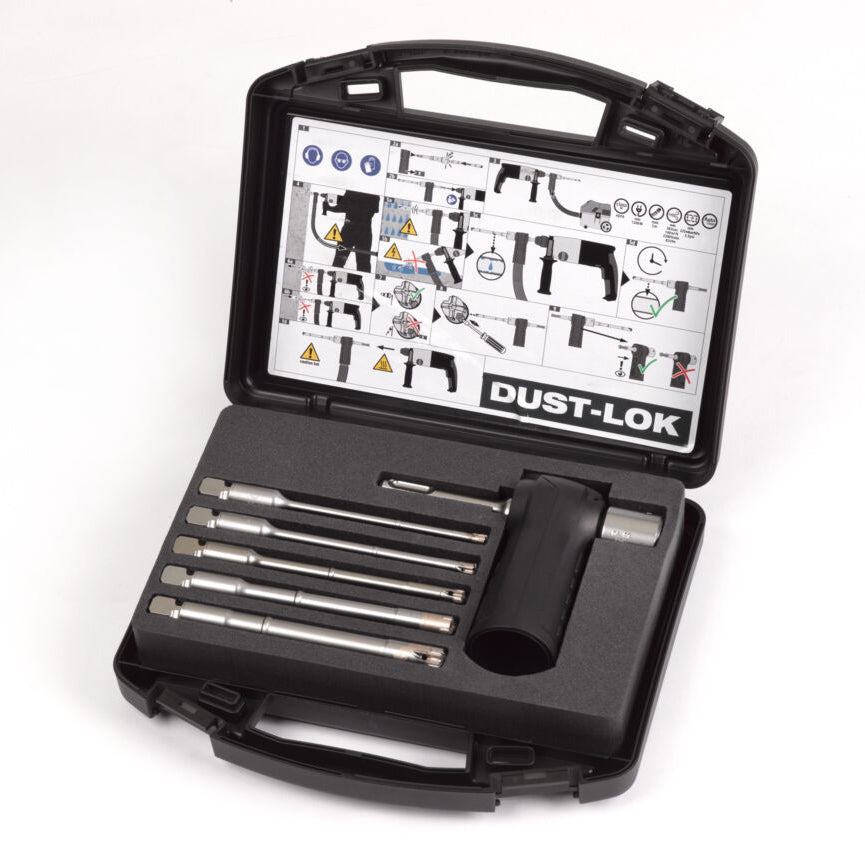 Milwaukee 6 Piece SDS+ Dust-Lok Dustless Drill Bit Set Inc Bits, Vacuum Adaptor & Case - 4932471162