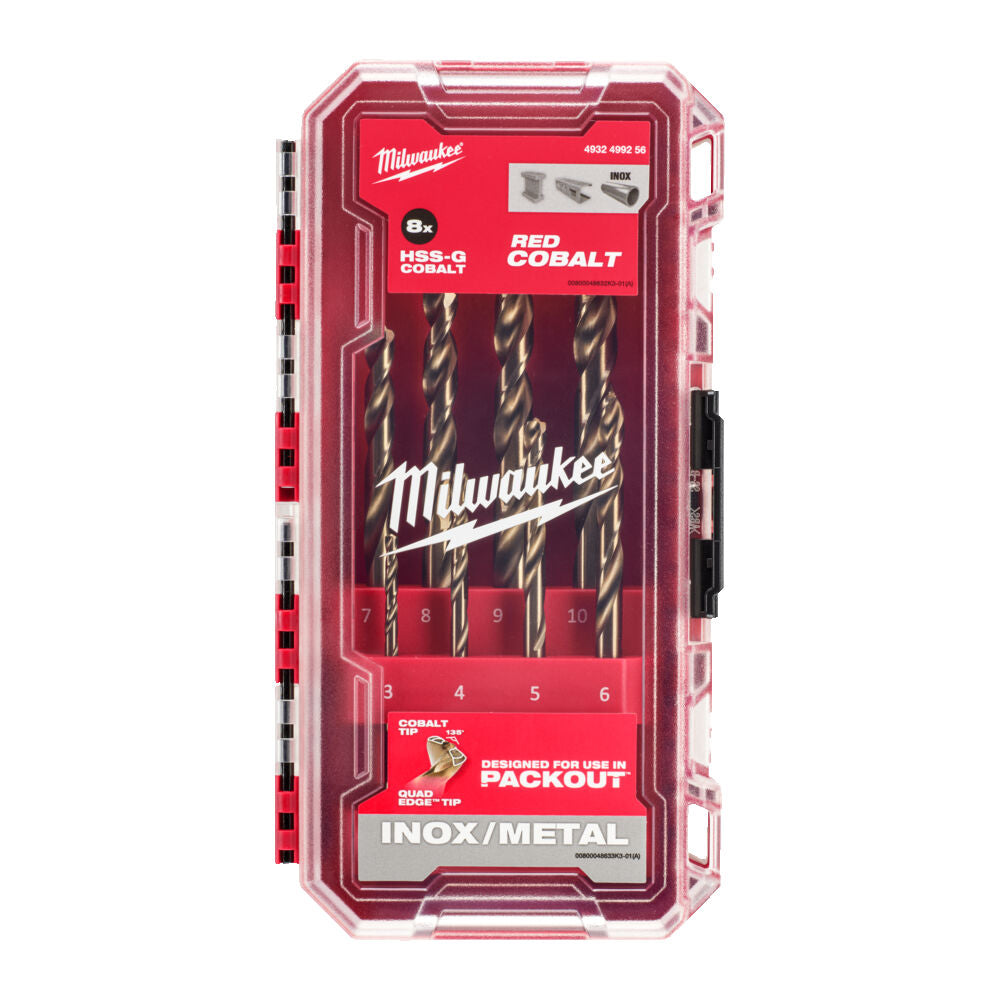 Milwaukee 8 Piece HSS-Cobalt Metal Drill Bit Set Inc. Case - 4932499256