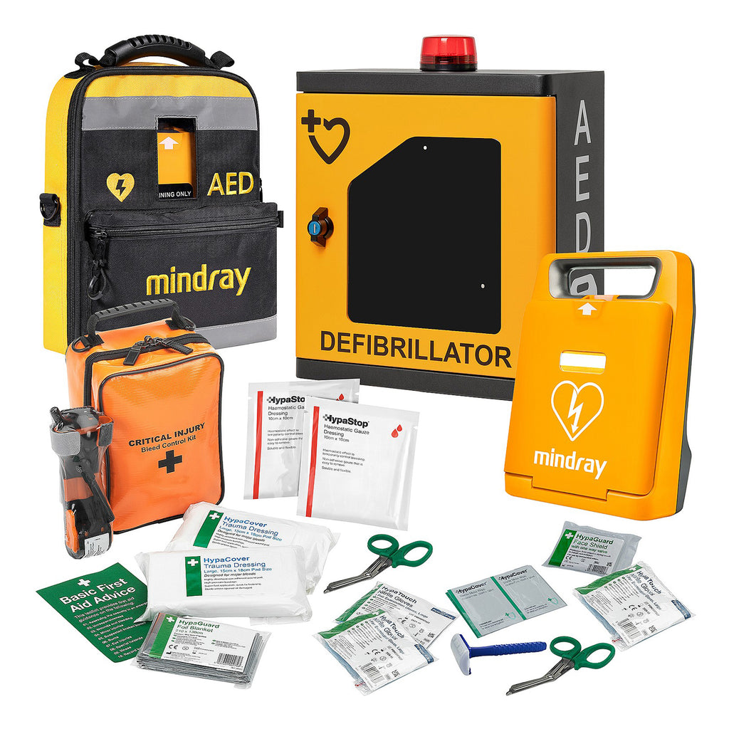 Mindray C1A Automatic External Defibrillator Bundle with HypaStop Bleed Control Kit & HypaGuard Indoor Cabinet