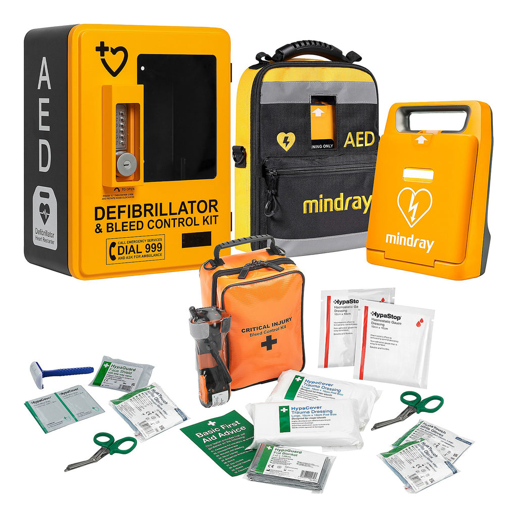 Mindray C1A Automatic External Defibrillator Bundle with with HypaStop Bleed Control Kit & HypaGuard Outdoor Cabinet