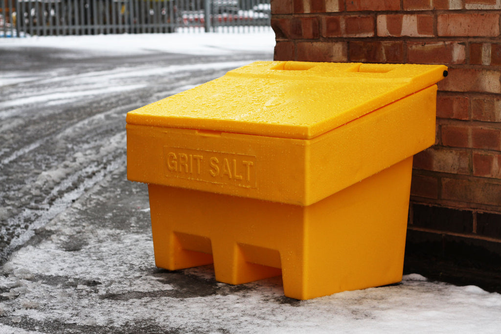 100L Grit Bin In Yellow, Small, Stacking With Fork Slots