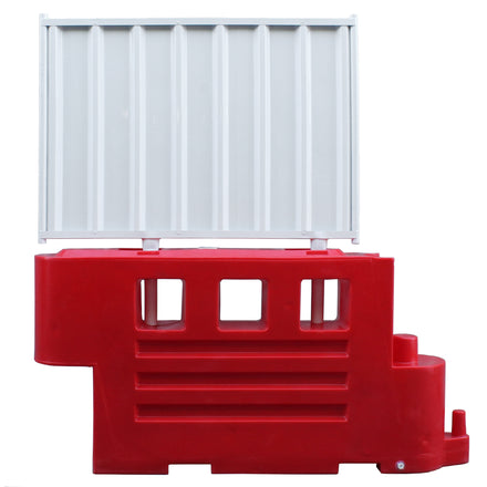 RB2000 Barrier Heavy Duty Water Filled Barrier HGV & Site (Red / Hoarding Top Panel)