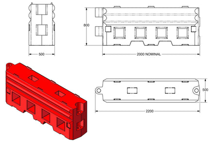RB22 Barrier - 50MPH Water Filled Crash Barrier