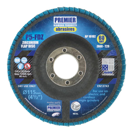 PDP P5-FDZ Zirconium Flap Disc T29 Z40 115 x 22.2mm (10 Pack) AP10191