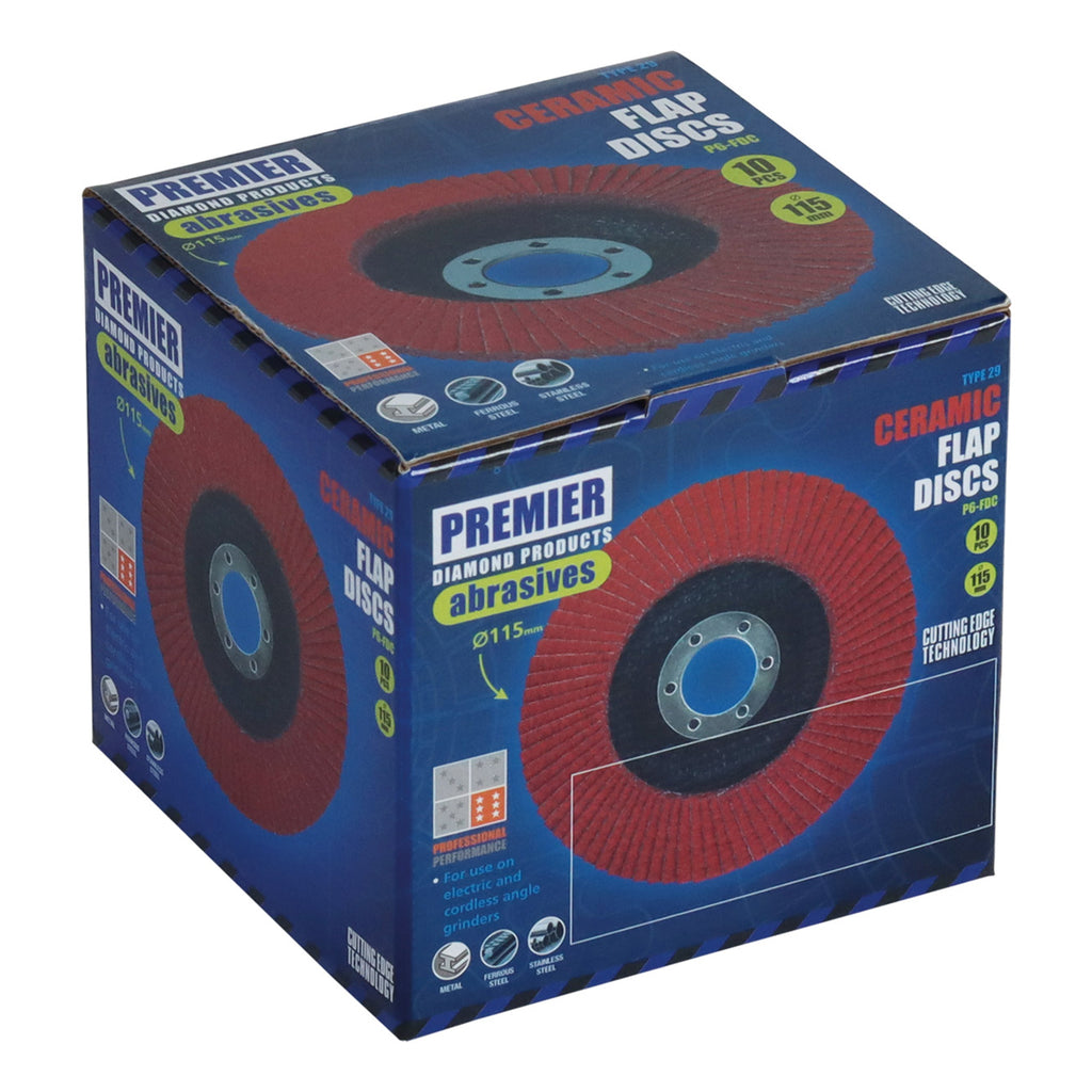 PDP P6-FDC Ceramic Flap Disc T29 - C120 Grit 115 x 22.2mm (10 Pack) AP10234