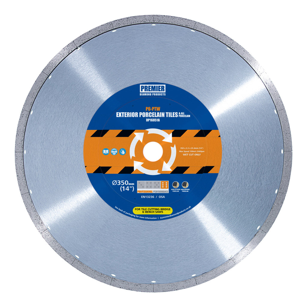PDP P6-PTW Wet Cut Porcelain Tile Blade 350 x 25.4mm (14") DP16851A