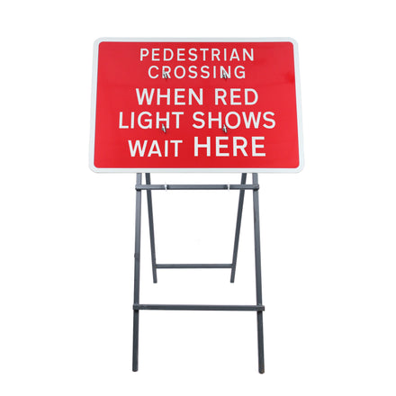 Pedestrian Crossing When Red Light Shows Wait Here Quick Fit Sign Dia 7011.2 (Face Only) | 1050x750mm